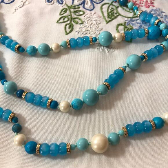 KATE SPADE Turquoise Blue Triple Strand Necklace Azure Allure, NEW - Picture 5 of 11